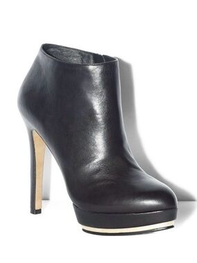 Vince Camuto Black Leather High-Stiletto Ankle Bootie Dira 7.5